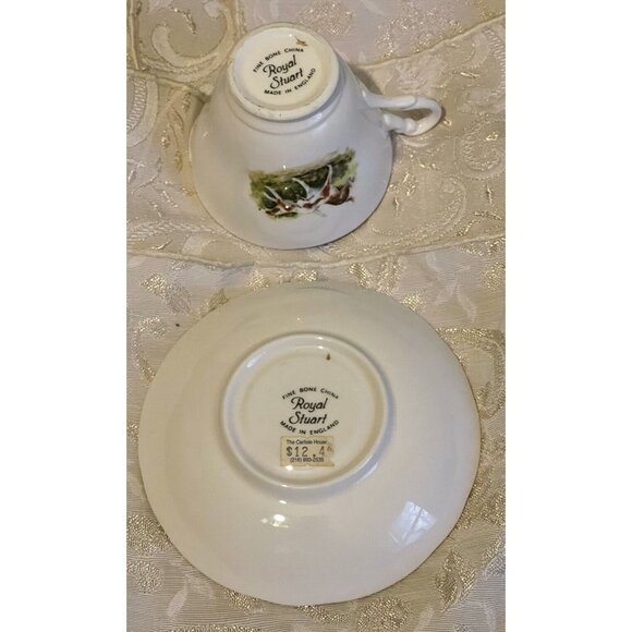 Royal Stuart Teacup Saucer Hunting Scene Fine Bone China England - Picture 3 of 4
